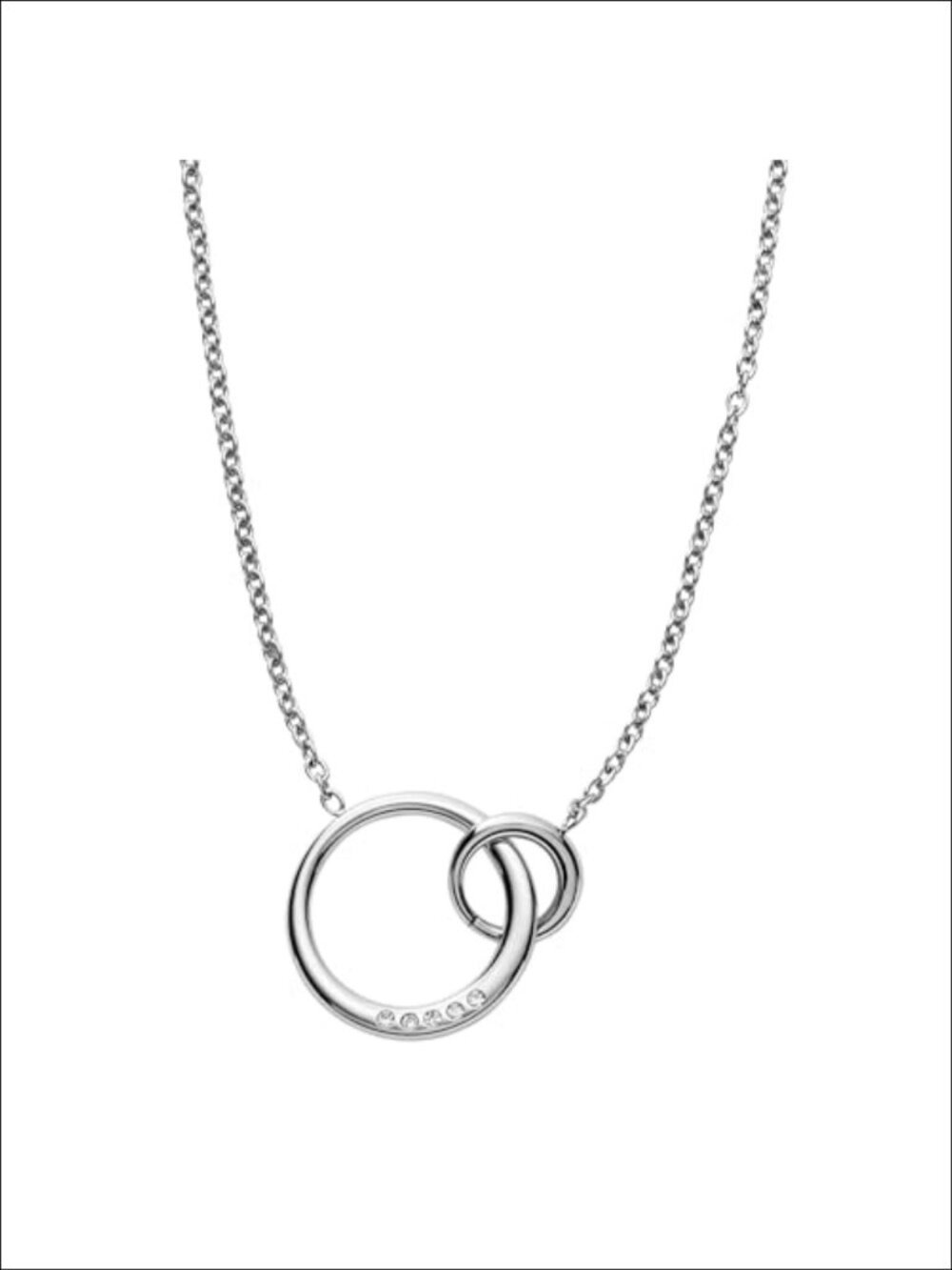 Stainless Steel Crystal Interlocking Circle Pendant Necklace